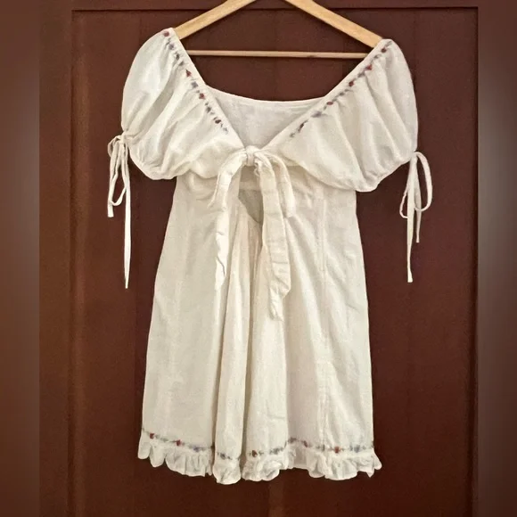 Kimchi Blue Cream Smocked Peasant Dress - Picture 2 of 3